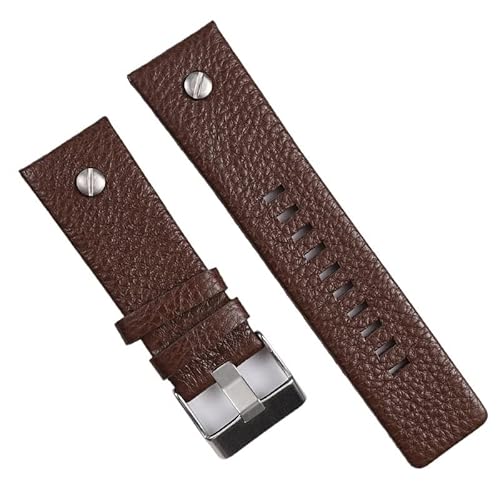 AEHON Uhrenarmband aus echtem Leder für Diesel, 22, 24, 26, 28 mm, mit Litschi-Struktur, Schwarz / Braun, 28mm, Achat von AEHON