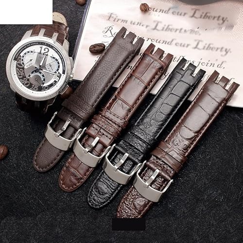 AEHON Uhrenarmband aus echtem Leder für Swatch YRS403 412 402G, 21 mm, Uhrenarmband für Herren, gebogenes Ende, 21 mm, Achat von AEHON