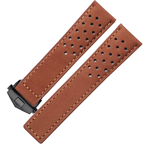 AEHON Uhrenarmband aus echtem Leder für TAG Heuer Uhrenarmband mit Faltschließe, 20 mm, 22 mm, grau/schwarz/braunes Rindslederband, 22 mm, Achat von AEHON