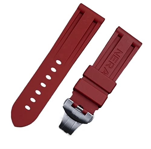 AEHON Uhrenarmband für Panerai-Armband, 24 mm, weiches Gummi, Schmetterlingsschnalle, für PAM111/441/389, Uhrenarmband, Zubehör, 24mm Folding Buckle, Achat von AEHON