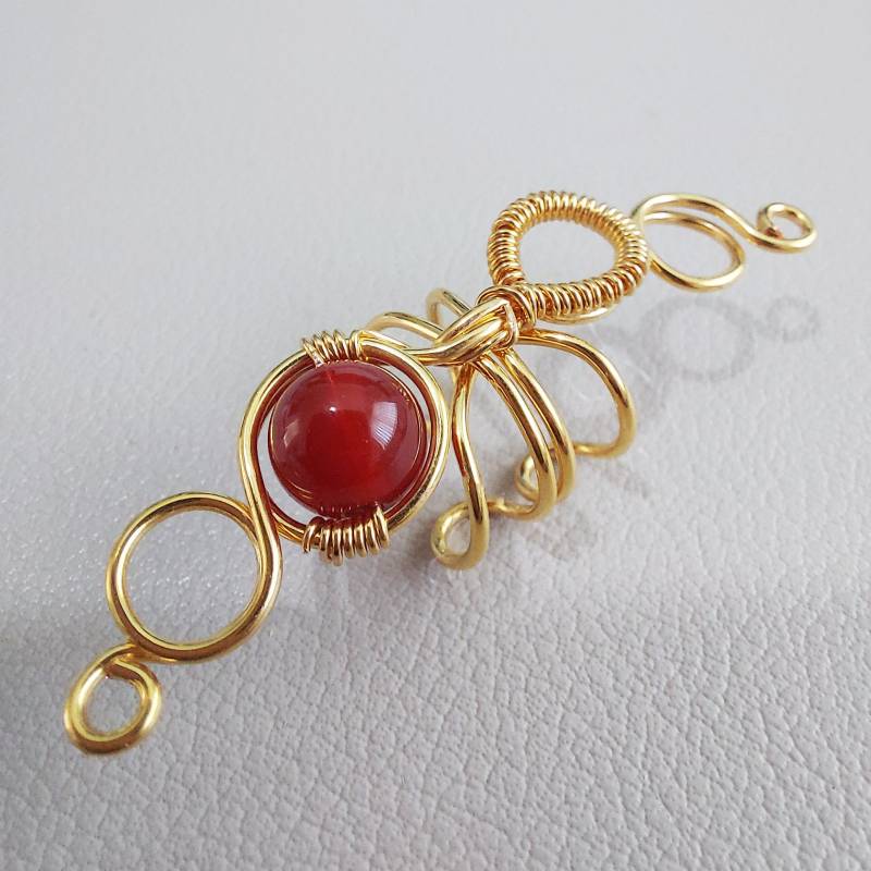 Gold Ear Cuff Vergoldet Rote Achat Ohr Wickeln von AEHandmadeJewellery