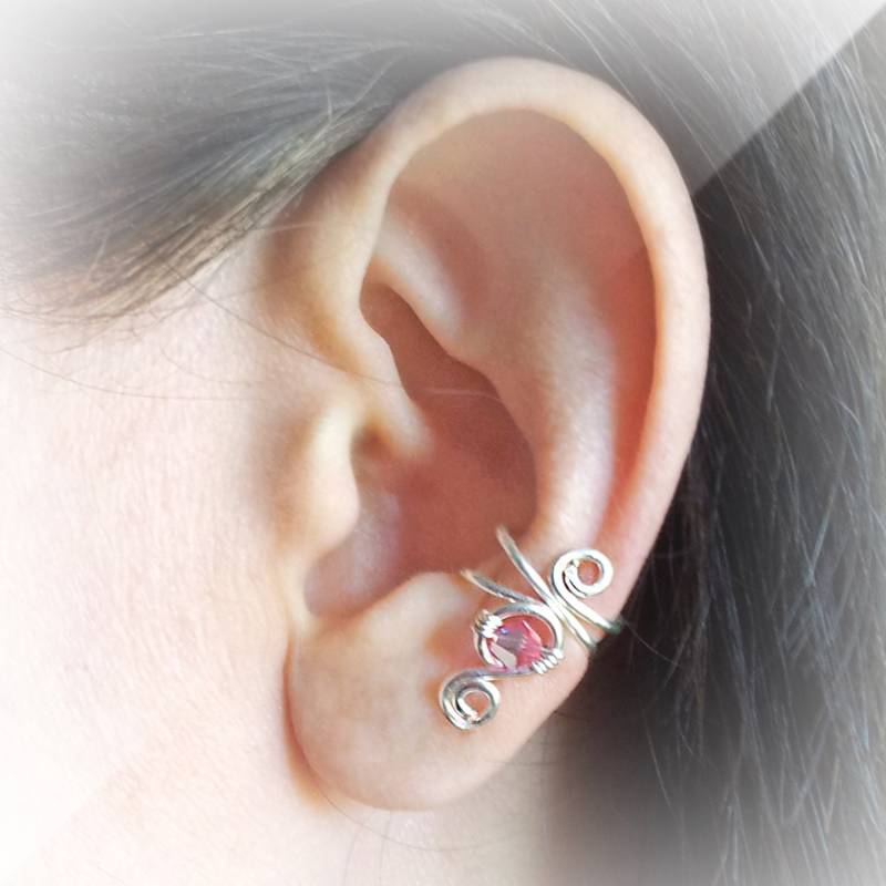 Silber Ohr Cuff Swarovski Crystal Rose Versilbert Wrap von AEHandmadeJewellery