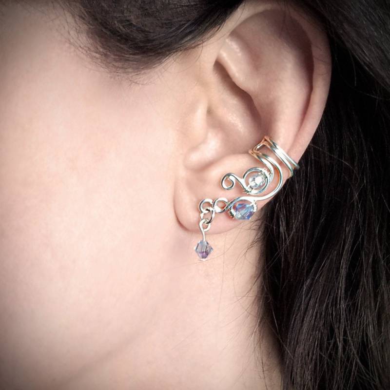 Silber Ohr Cuff Swarovski Crystal Sparkle Versilbert Wrap von AEHandmadeJewellery