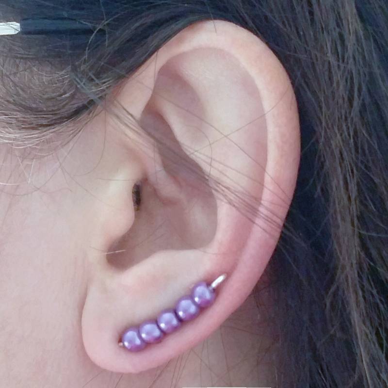 Silber Ohr Kletterer Sweep Lila Perlen von AEHandmadeJewellery