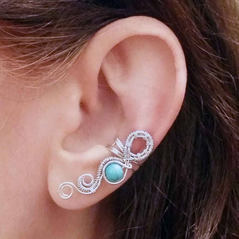 Silber Ohr Manschette, Infinity Bogen Ear Wrap, Brautschmuck, Hochzeit Ohrring, Kein Piercing Conch Cuff von AEHandmadeJewellery