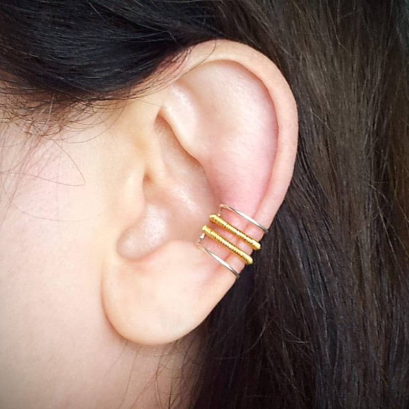 Silber Ohrmanschette Versilbert Und Vergoldet Kleine Ringe Ohr Wickeln von AEHandmadeJewellery