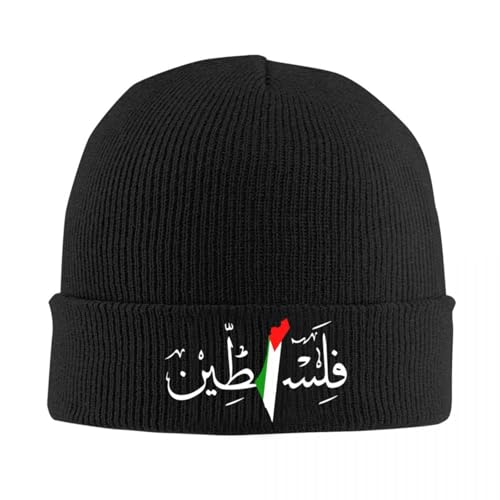 AEIKHAEC Trucker Mode Benutzerdefinierte Arabische Kalligraphie Name Mit Flagge Haube Hut Stricken Hüte Erwachsene Warme Winter Skullies Mützen Mützen Reise Geschenke von AEIKHAEC