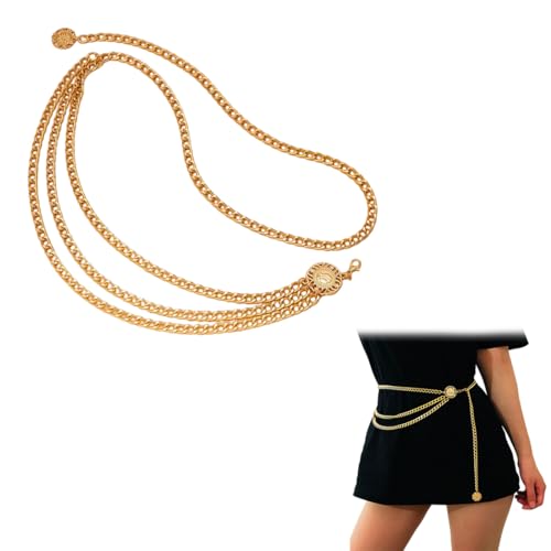 AEIOPRS 1 Pcs Taillenkette Gürtel Damen Mehrschichtig Verstellbare Bauchkette Kettengürtel Körperkette Schmuck von AEIOPRS