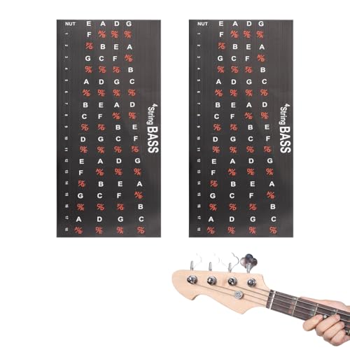 AEIOPRS 2 Blatt Bass Griffbrett Aufkleber Papier Gitarre Bass Akkord Aufkleber Bass Skalen Aufkleber Griffbrett Note Etiketten Bass Gitarre Aufkleber von AEIOPRS