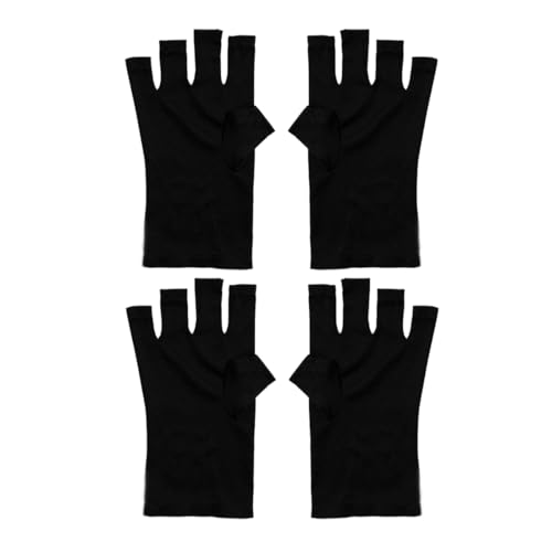 AEIOPRS 2 Paar Schwarz UV-Schutzhandschuhe für Nägel - Gel Maniküre Anti-UV fingerlose Handschuhe Hautpflege für Damen Maniküre Autofahren Angeln von AEIOPRS