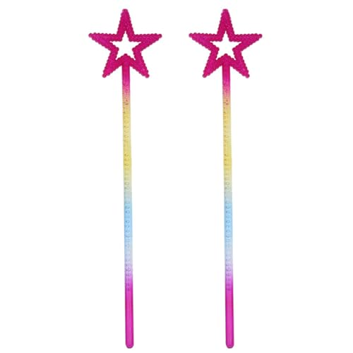 AEIOPRS 2 Pcs Prinzessin-Zauberstab Feenstab für Kinder mit Sternen-Glitzer Kristall-Zauberstab für Mädchen perfekt als Weihnachtskostüm-Requisite und für Cosplay Dekoration von AEIOPRS