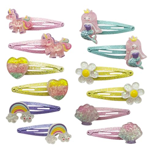 AEIOPRS 6 Paare Haarspangen Kinder Mädchen Glitzer Meerjungfrau Schmetterling Blumen Haarschmuck Süße Haarklammer Klein Geburtstagsfeier Geschenk von AEIOPRS