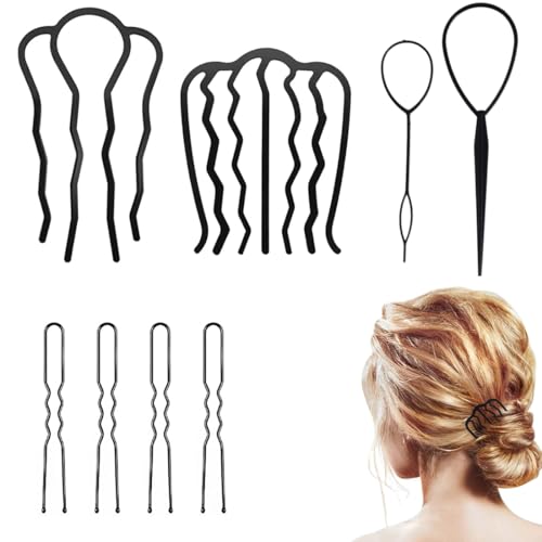 AEIOPRS 6 Pcs Haar Steckkamm Metall Haarkämme in 3 Größen Haarschmuck Kamm für Frauen und Mädchen ud 1 Haarziehdorn von AEIOPRS