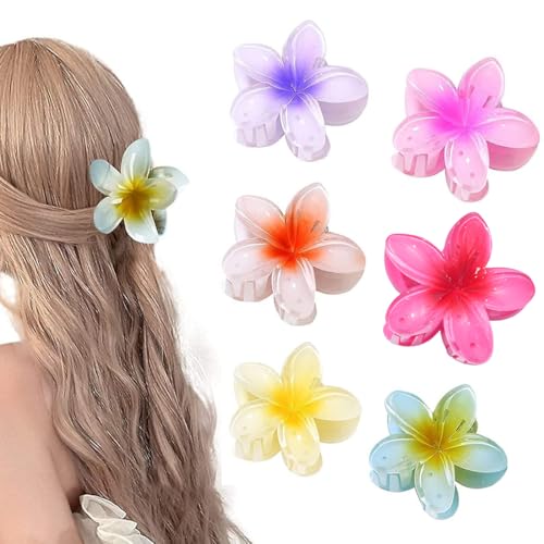 AEIOPRS 6 Pcs Niedliche Acryl Haarklammern für Frauen Blumen Haarklammer Hawaii Rutschfeste Haar Jaw Clips Haarstyling Zubehör zum Fixieren von Haaren von AEIOPRS