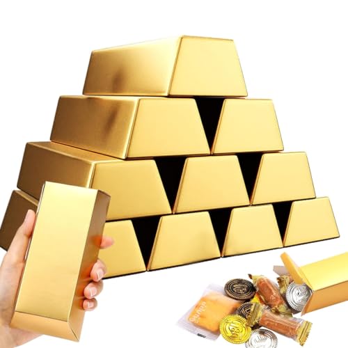 AEIOPRS 8 Stücke Gefälschte Goldbarren Süßigkeiten Boxen Piratenschatz Geschenkbox für Hochzeit Kindergeburtstag Party Gastgeschenk Süßigkeiten Schachtel Goldbarren Kindergeburtstag Hochzeit von AEIOPRS