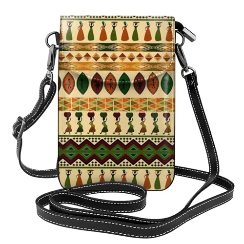 AEKGOHP Bohemia Style Traditional African Pattern Printed Small Leather Women'S Crossbody Flip Phone Bag, Waterproof And Durable von AEKGOHP