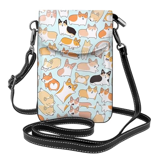 AEKGOHP Corgi Pattern Printed Small Leather Women'S Crossbody Flip Phone Bag, Waterproof And Durable von AEKGOHP