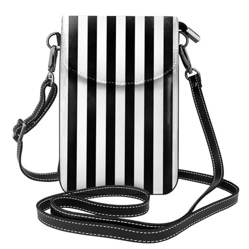 AEKGOHP Damen Crossbody-Tasche aus Leder, gestreift, wasserdicht und langlebig, Schwarz / Weiß von AEKGOHP