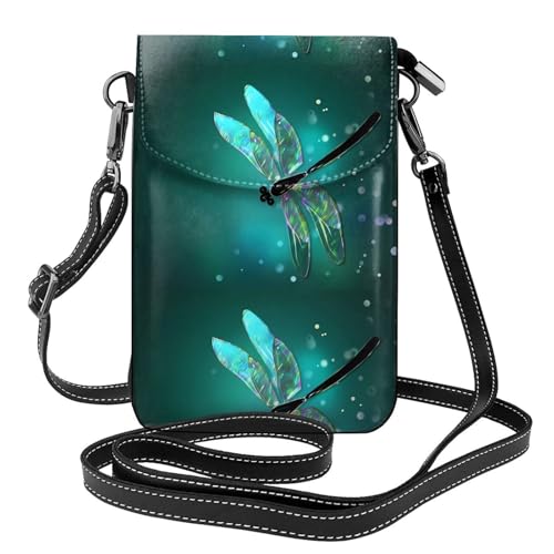 AEKGOHP Galaxy Animal Libelle Printed Small Leather Women'S Crossbody Flip Phone Bag, Waterproof And Durable von AEKGOHP