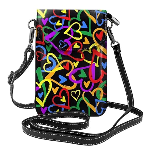 AEKGOHP Gay Pride Kleine Umhängetasche aus Leder mit Regenbogen-Aufdruck, wasserdicht und langlebig von AEKGOHP