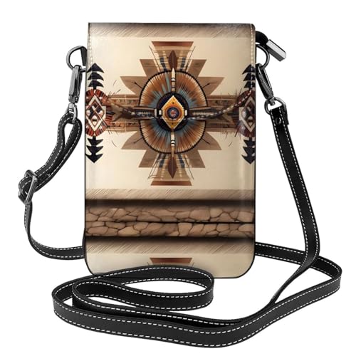 AEKGOHP Kleine Umhängetasche aus Leder, Motiv: Indianer-Malerei, bedruckt, wasserdicht und langlebig von AEKGOHP
