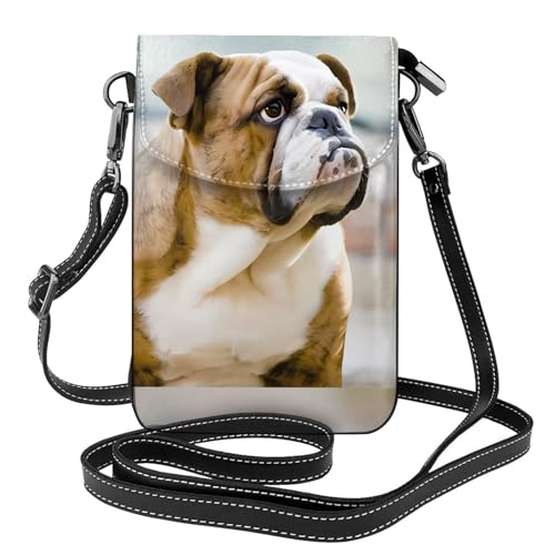 AEKGOHP Kleine Umhängetasche aus Leder mit lustigem englischem Hund, wasserdicht und langlebig von AEKGOHP
