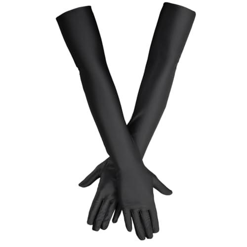 AEKZOX 1 Paar Satin Classic Abendhandschuhe Elegant Damen Lang, 1920er Handschuhe für Classic Opera Party Halloween Karneval Kostüm von AEKZOX