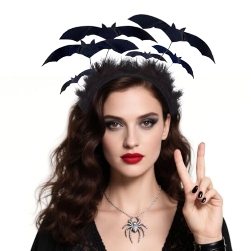 AEKZOX 1 pcs Fledermaus Haarreif Stirnband mit fliegenden Horror Fledermäusen Vampir Haarband Haarschmuck für Kinder Damen & Herren Kopfschmuck zu Halloween Karneval Fasching Kostüm Party´s von AEKZOX