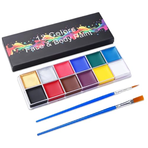 AEKZOX 12 Farben Kinderschminke Set Mädchen, Waschbar Face Paint Bodypaint Schminke Kinder, Make Up Theaterschminke für Halloween Fasching Karneval von AEKZOX