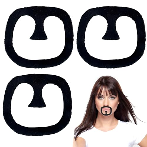 AEKZOX 3 Stück Schnurrbart zum Ankleben, Gefälschter Bart, Party Künstlicher Bärt, Realistischer Bärt, Halloween Lustiger Zubehör Kostümpartys Weihnachtsfeier von AEKZOX