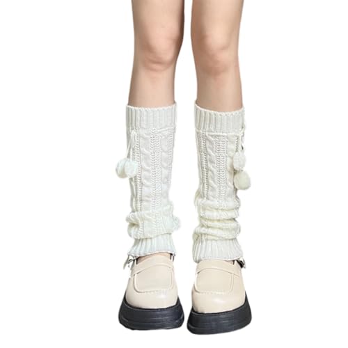 AEKZOX Damen Langer Beinwärmer Frauen Mädchen Winter Crochet Stricken Stulpen Beinstulpen Kniestrümpfe Legwarmers Strümpfe Overknees (Einheitsgröße) von AEKZOX