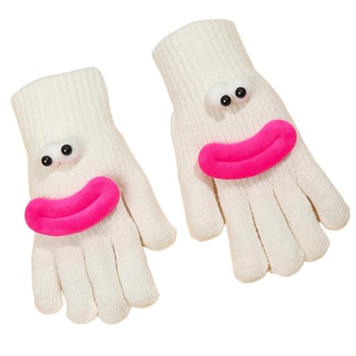 AEKZOX Winter Strickhandschuhe Touchscreen Handschuhe, Niedliche Lustige Fünf Finger Handschuhe, Weich Und Bequem, für Warm Halten (Erwachsener) von AEKZOX