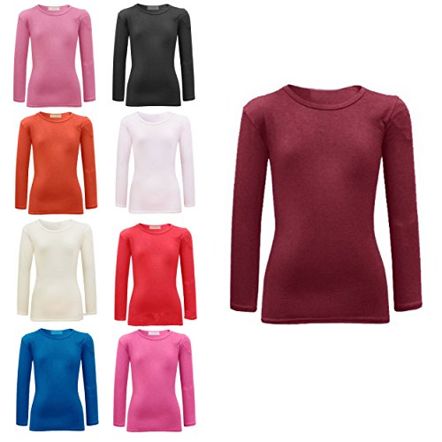 AEL Mädchen T-Shirt Langarmshirt Aus Baumwolle Einfarbig Mit Stretch Schwarz Größe: 110/116 von Tia London