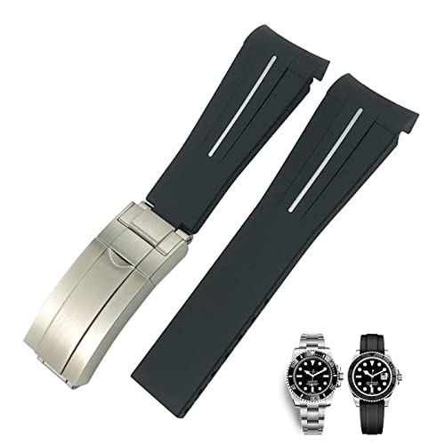 AEMALL 20 mm 21 mm gebogenes Ende Gummi Silikon Armband Für Rolex Submariner 20mm GMT Yacht-Master Daytona Deepsea Weiches Armband, 20 mm, Achat von AEMALL