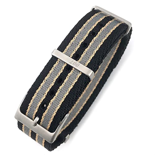 AEMALL 20 mm 22 mm Nylon NATO WatchBand Special for Omega Watch Seamaster 007 Commander Soft Canvas Fabric Strap (Farbe: 007 Black Yellow, Größe: 20mm) von AEMALL