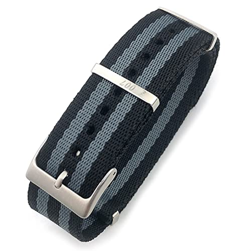 AEMALL 20 mm 22 mm Nylon Nato WatchBand Special For Omega Watch Seamaster 007 Commander Soft Canvas Fabric Strap (Farbe: 007 black grey, Größe: 20 mm) von AEMALL
