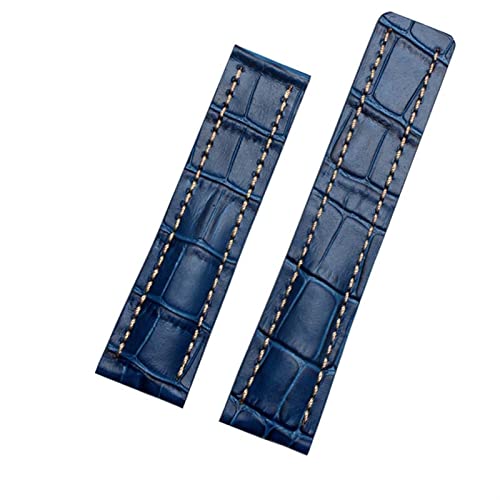 AEMALL Echtes Lederarmband für Breitling Uhrenarmband aus Rindsleder mit Faltschließe 22 mm 24 mm Uhrenarmbänder (Farbe: 01 blau ohne Verschluss, Größe: 24 mm) von AEMALL