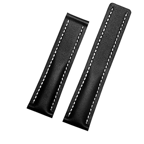 AEMALL Echtes Lederarmband für Breitling Uhrenarmband aus Rindsleder mit Faltschließe 22 mm 24 mm Uhrenarmbänder (Farbe: 02 schwarz ohne Verschluss, Größe: 24 mm) von AEMALL
