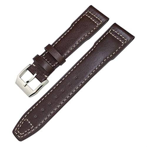 AEMALL Echtes Lederarmband für IWC Mark XVIII Le Petit Prince Pilotenuhr 20 mm 21 mm 22 mm Rindsleder Armband (Farbe: Braun Weiß Silber, Größe: 22 mm) von AEMALL