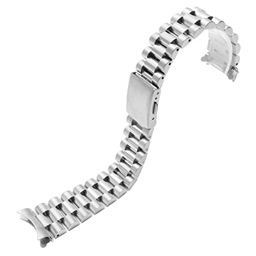 AEMALL Edelstahl-Armband für Citizen Enicar Armband, 20 mm, 22 mm, gebogenes Ende, Stahlband mit Faltschließe (Farbe: Silber, Größe: 22 mm) von AEMALL