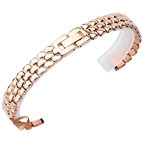 AEMALL Edelstahl-Uhrenarmband Silber Roségold Armband Ersatzarmband 6 8 10 12 14 mm kleines Zifferblatt Dame Mode Uhrenkette (Farbe: Roségold, Größe: 10 mm) von AEMALL