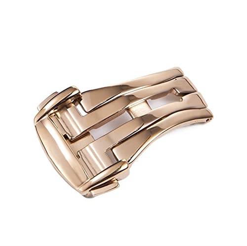 AEMALL Faltschließe für Omega Uhrenarmbänder Faltschließe Gürtel Logon 16 mm 18 mm 20 mm Lederarmband Zubehör Silber Gold Rose (Farbe: Roségold, Größe: 20 mm) von AEMALL