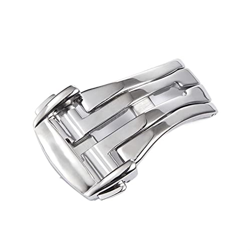 AEMALL Faltschließe für Omega Uhrenarmbänder Faltschließe Gürtel Logon 16 mm 18 mm 20 mm Lederarmband Zubehör Silber Gold Rose (Farbe: Silber, Größe: 20 mm) von AEMALL