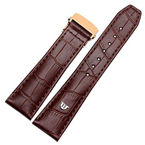 AEMALL Für Maurice Lacroix Eliros Armband Erste Schicht Kalbsleder 20 mm 22 mm mit Faltschnalle Schwarz Braun Rindsleder Armband (Farbe: 20 mm, Größe: 20 mm) von AEMALL