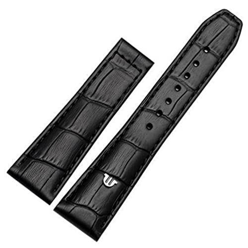 AEMALL Für MAURICE LACROIX Eliros Armband Erste Schicht Kalbsleder 20 mm 22 mm mit Faltschnalle Schwarz Braun Rindsleder Armband (Farbe: Schwarz ohne Schnalle, Größe: 20 mm) von AEMALL