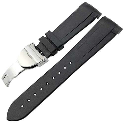 AEMALL Gummi-Uhrenarmband 22 mm Silikon-Uhrenarmband für Tudor Heritage Black Bay Pelagos wasserdichte Armbänder (Farbe: schwarz faltbar, Größe: 22 mm) von AEMALL