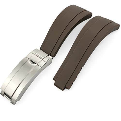 AEMALL Gummiarmband 20mm 21mm passend für Rolex Submariner GMT Daytona Oyster Perpetual Yacht Master Slide Lock Buckle Silikonband (Color : Brown, Size : 21mm) von AEMALL