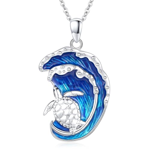 AENEAS Meereslebewesen-Halskette für Frauen 925 Sterling Silber Larimar-Anhänger-Halskette Ozean-Schmuck Geschenk für sie Frau Mutter von AENEAS