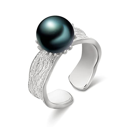 AENEAS Schwarz Perle Ring Sterling Silber Schwarz Perle Ringe für Frauen Süßwasser Perle Ring Schmuck Geschenke für Frauen von AENEAS