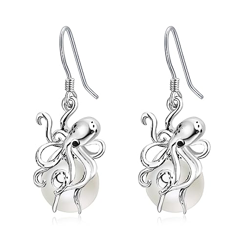 Oktopus Ohrringe Sterling Silber Tropfen baumeln Perle Ohrringe für Frauen Perle Oktopus Schmuck Geschenk für Frauen Mädchen Oktopus Ohrringe Sterling Silber Tropfen baumeln Perle Ohrringe für Frauen Perle Oktopus Schmuck Geschenk für Frauen Mädchen von AENEAS